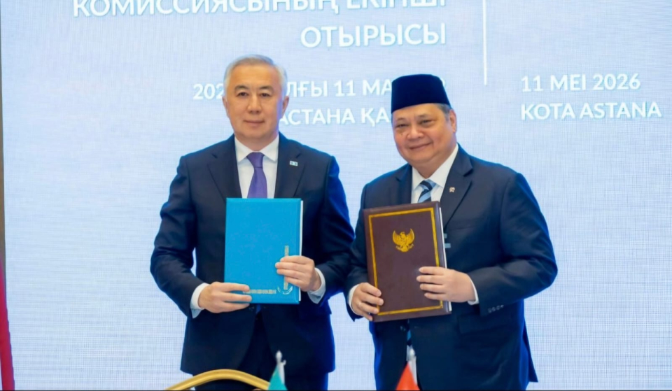 Pertemuan Menteri Koordinator Bidang Perekonomian RI, Airlangga Hartarto, dan Deputi Perdana Menteri sekaligus Menteri Ekonomi Nasional Republik Kazakhstan, Serik Zhumangarin, di Astana, Senin (11/5/2026).
