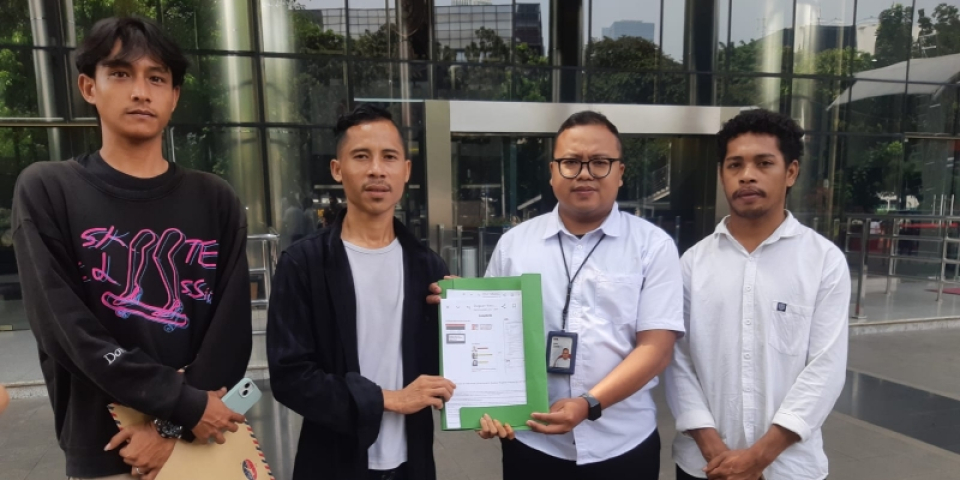 Koordinator Koalisi Mahasiswa Anti Korupsi, Amri di di Gedung Merah Putih KPK, Jakarta Selatan