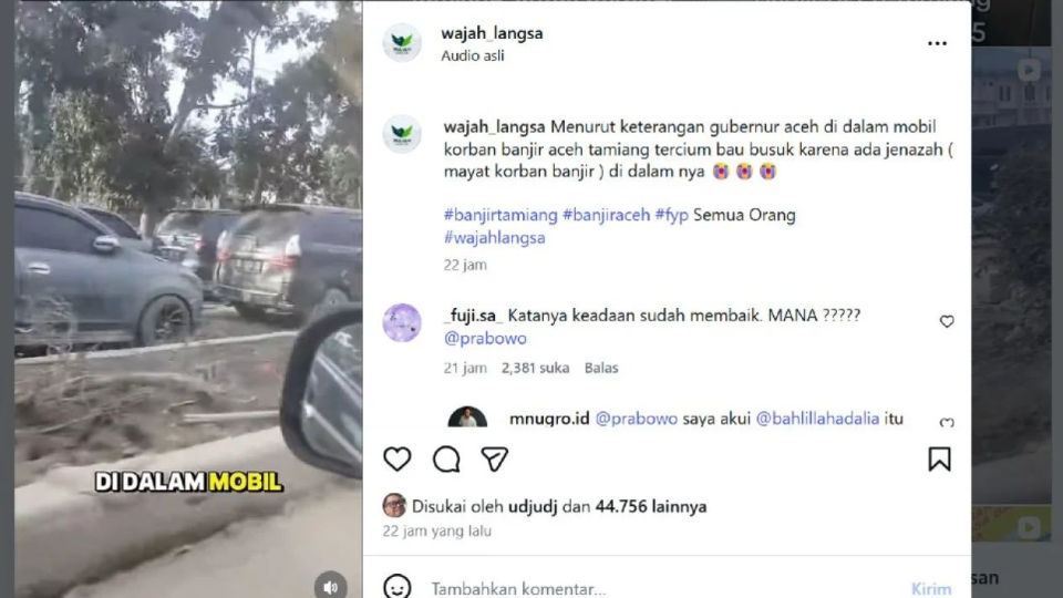 Viral Ribuan Mobil Berjejer Diduga Berisi Jenazah Korban Banjir Aceh Tamiang, Warganet: Tolonglah Pak Presiden!