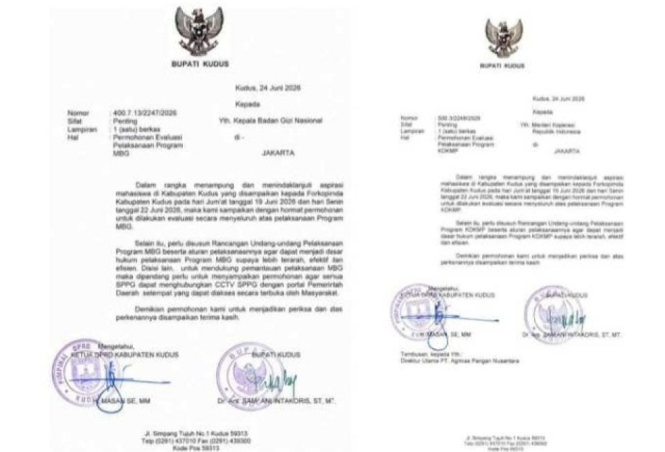 Lewat Surat Resmi, Pemkab Kudus Memìnta Pemerintah Pusat Evaluasi Program KDMP dan MBG