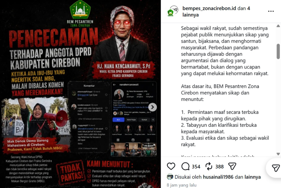 Nana Gerindra Cirebon Dikecam Usai Komentari Mak Denok Demo MBG