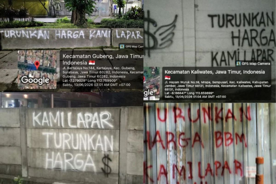Heboh! Grafiti ‘Turunkan Harga Kami Lapar’ Merebak di Tembok Kota Besar Jawa Timur, Luapan Amarah Rakyat di Tengah Tekanan Ekonomi