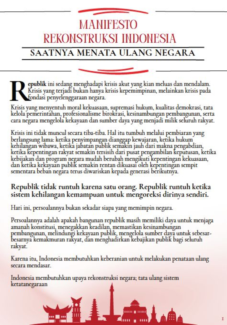 Manifesto Rekonstruksi Indonesia